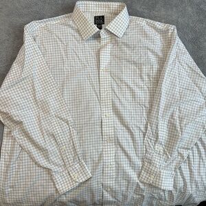 Jos. A. Bank White and Tan Checkered Dress Shirt